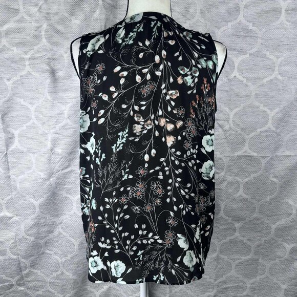 LOFT Outlet Sleeveless Floral Blouse Black Multi Print Size Small - Picture 3 of 6